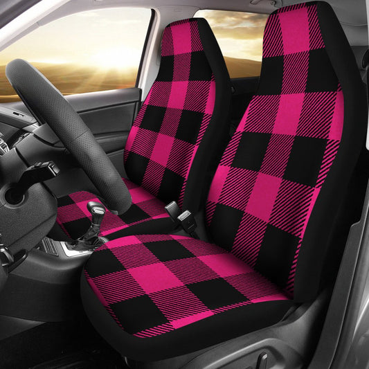 Pink Tartan Plaid Pattern Universal Fit Car Seat Covers