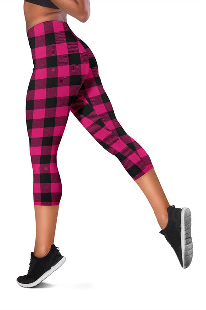 Pink Tartan Plaid Pattern Women Capris