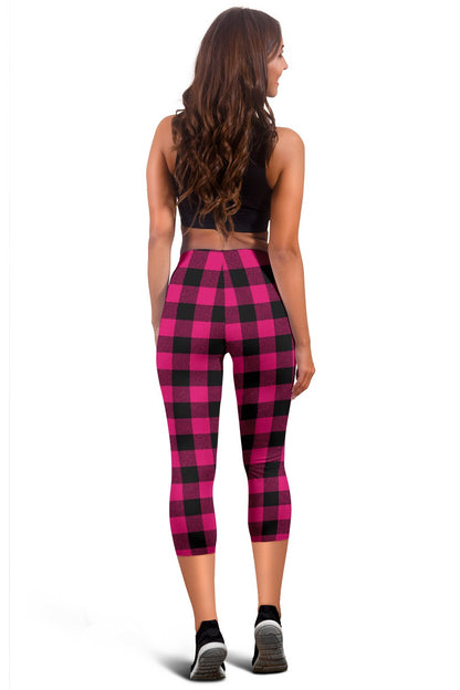 Pink Tartan Plaid Pattern Women Capris