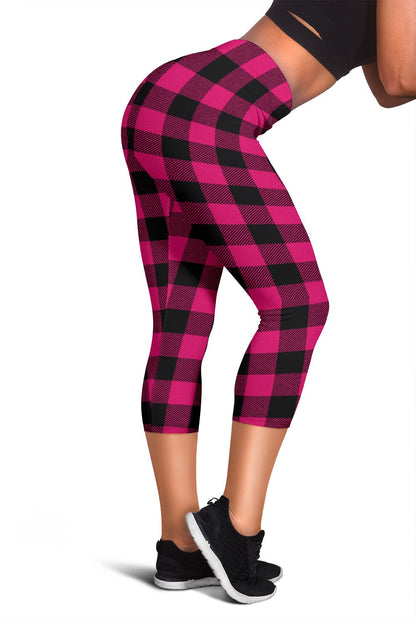 Pink Tartan Plaid Pattern Women Capris