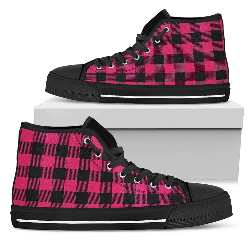 Pink Tartan Plaid Pattern Women High Top Shoes