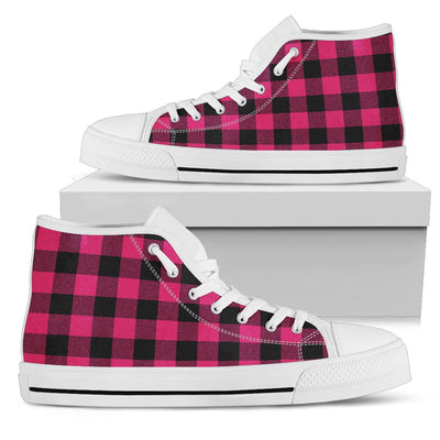 Pink Tartan Plaid Pattern Women High Top Shoes