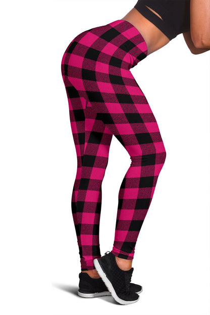 Pink Tartan Plaid Pattern Women Leggings
