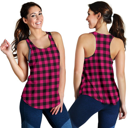 Pink Tartan Plaid Pattern Women Racerback Tank Top
