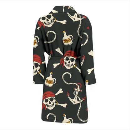 Pirate Pattern Print Design A02 Men Bathrobe-JORJUNE.COM