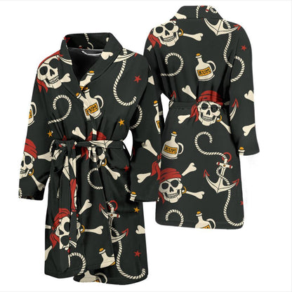 Pirate Pattern Print Design A02 Men Bathrobe-JORJUNE.COM