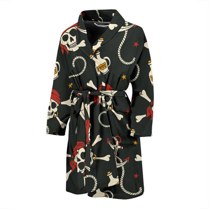 Pirate Pattern Print Design A02 Men Bathrobe-JORJUNE.COM