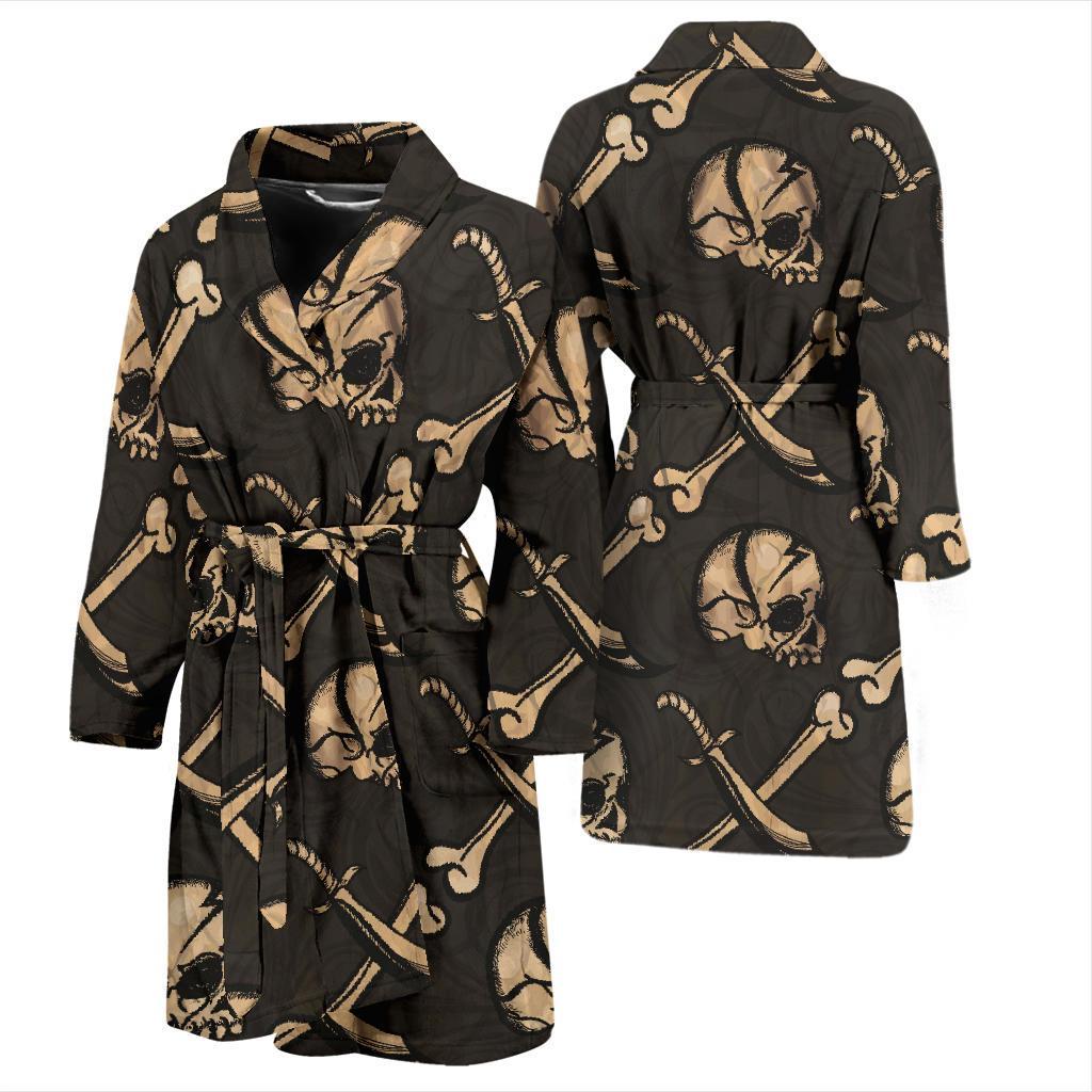 Pirate Pattern Print Design A03 Men Bathrobe-JORJUNE.COM
