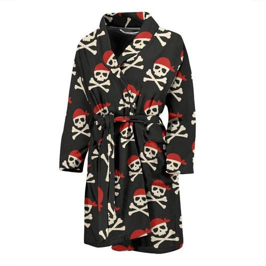 Pirate Pattern Print Design A04 Men Bathrobe-JORJUNE.COM