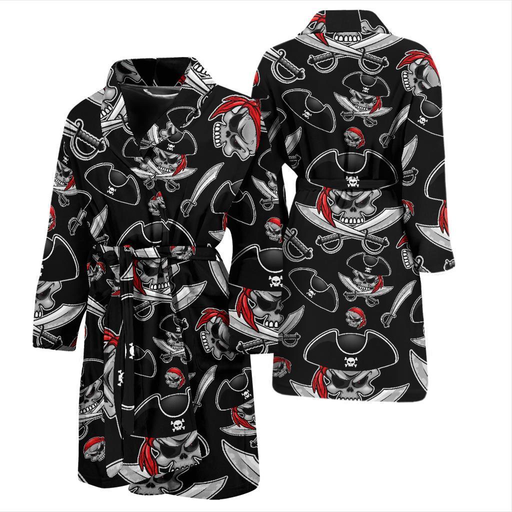 Pirate Pattern Print Design A05 Men Bathrobe-JORJUNE.COM