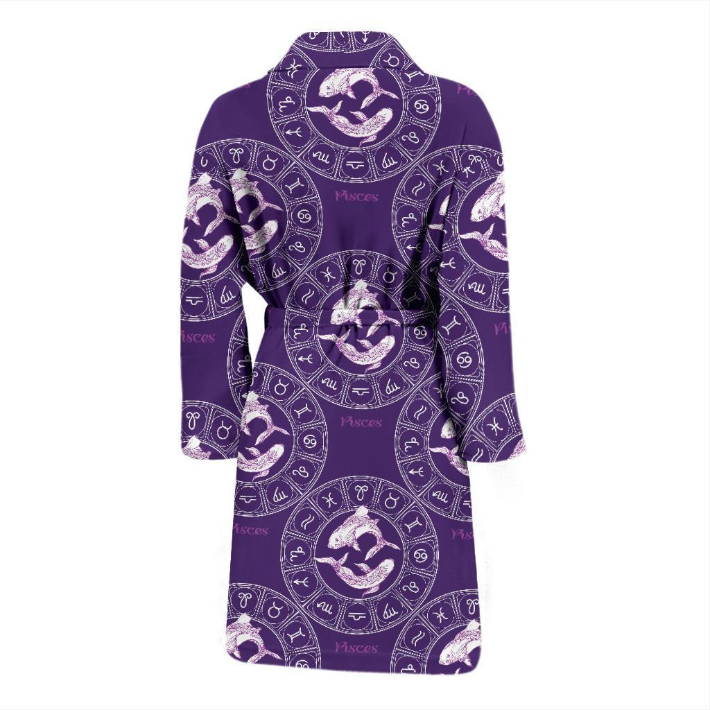 Pisces Pattern Print Design A02 Men Bathrobe-JORJUNE.COM