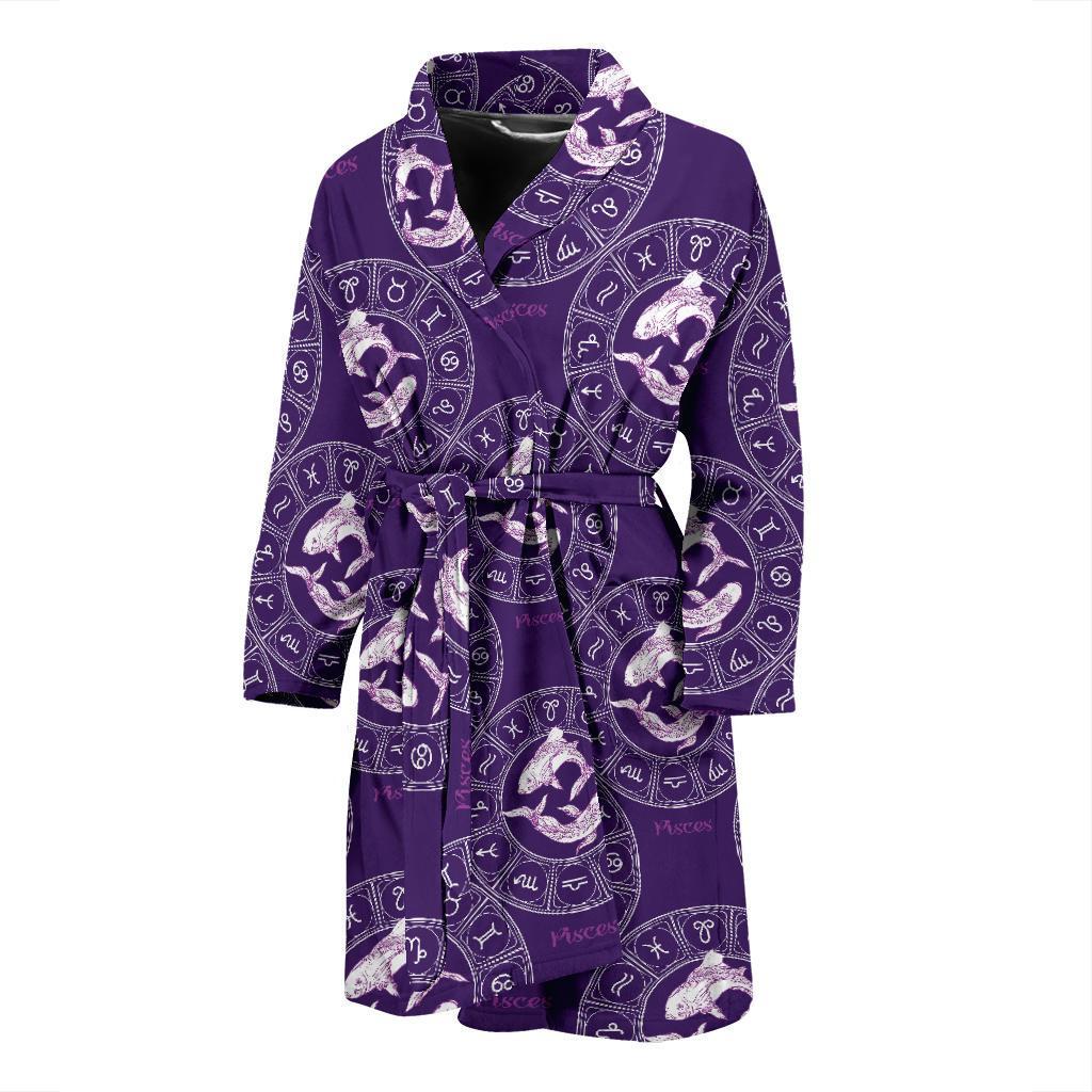 Pisces Pattern Print Design A02 Men Bathrobe-JORJUNE.COM