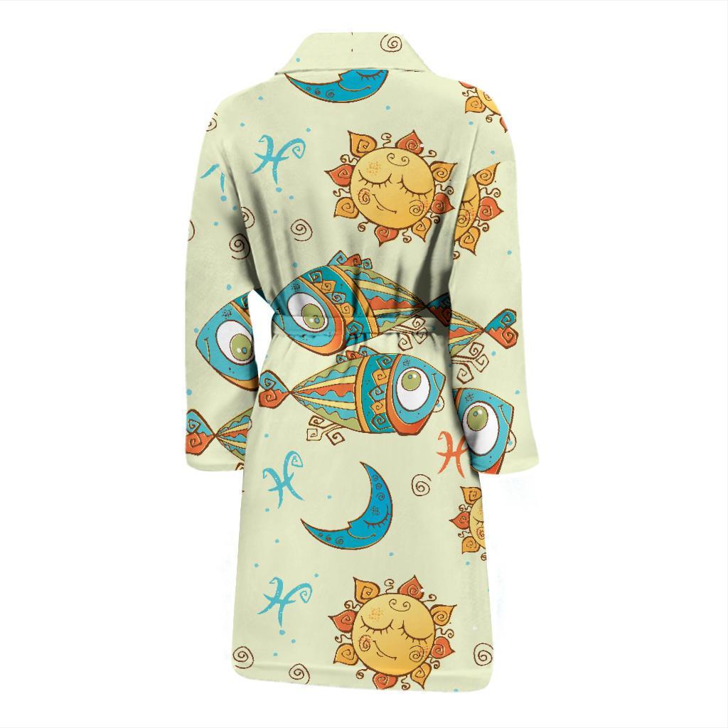 Pisces Pattern Print Design A03 Men Bathrobe-JORJUNE.COM