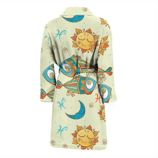 Pisces Pattern Print Design A03 Men Bathrobe-JORJUNE.COM