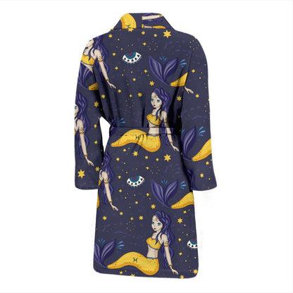 Pisces Pattern Print Design A04 Men Bathrobe-JORJUNE.COM