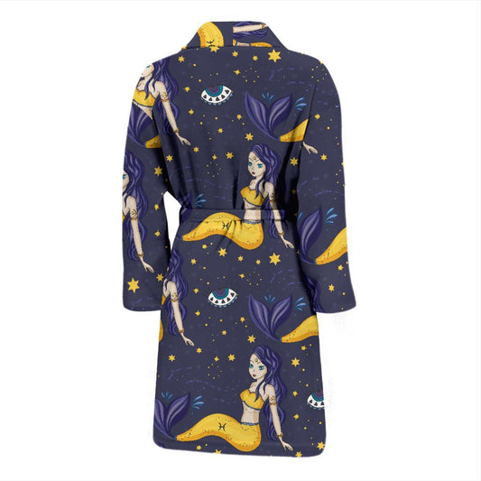 Pisces Pattern Print Design A04 Men Bathrobe-JORJUNE.COM
