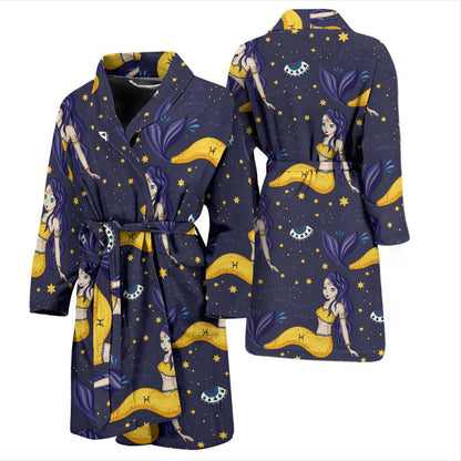 Pisces Pattern Print Design A04 Men Bathrobe-JORJUNE.COM