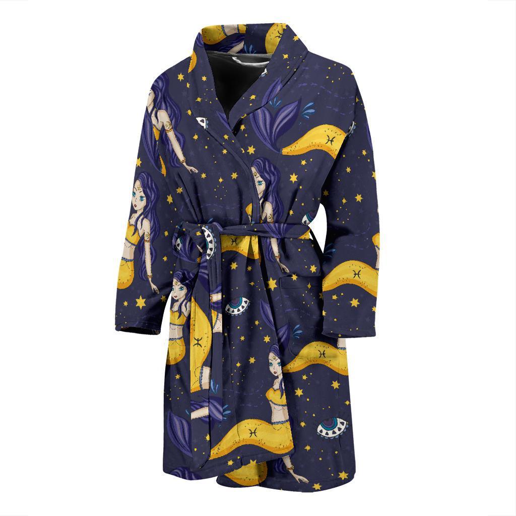 Pisces Pattern Print Design A04 Men Bathrobe-JORJUNE.COM