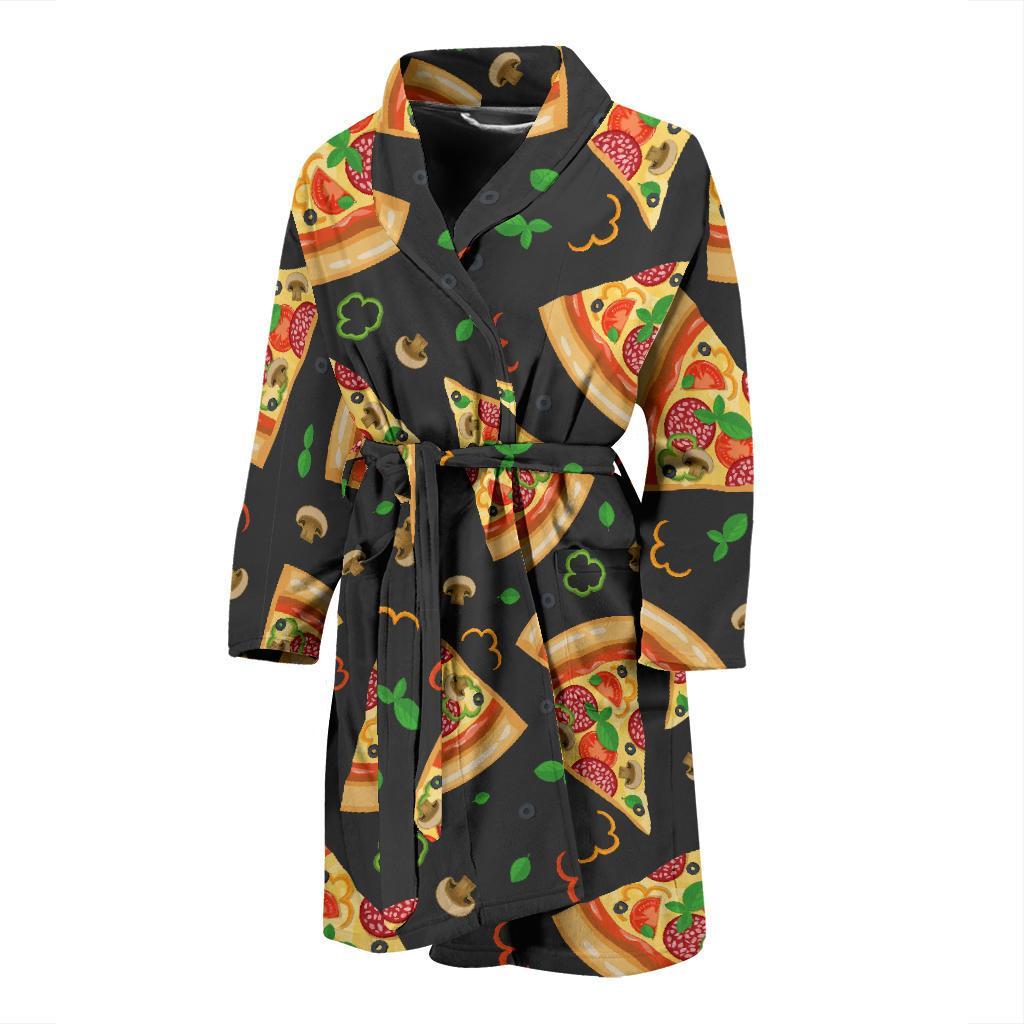 Pizza Pattern Print Design A02 Men Bathrobe-JORJUNE.COM