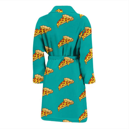Pizza Pattern Print Design A03 Men Bathrobe-JORJUNE.COM