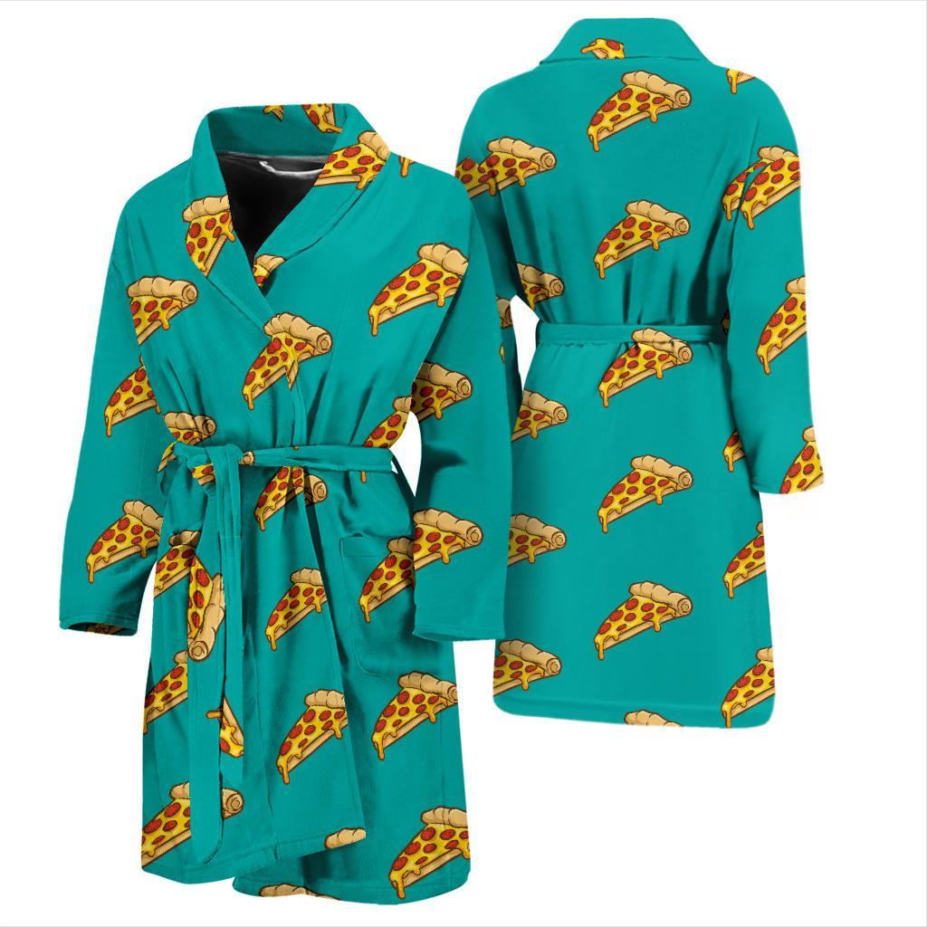 Pizza Pattern Print Design A03 Men Bathrobe-JORJUNE.COM
