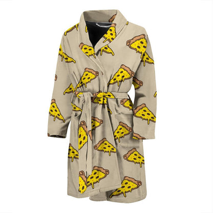 Pizza Pattern Print Design A04 Men Bathrobe-JORJUNE.COM