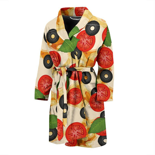 Pizza Pattern Print Design A05 Men Bathrobe-JORJUNE.COM