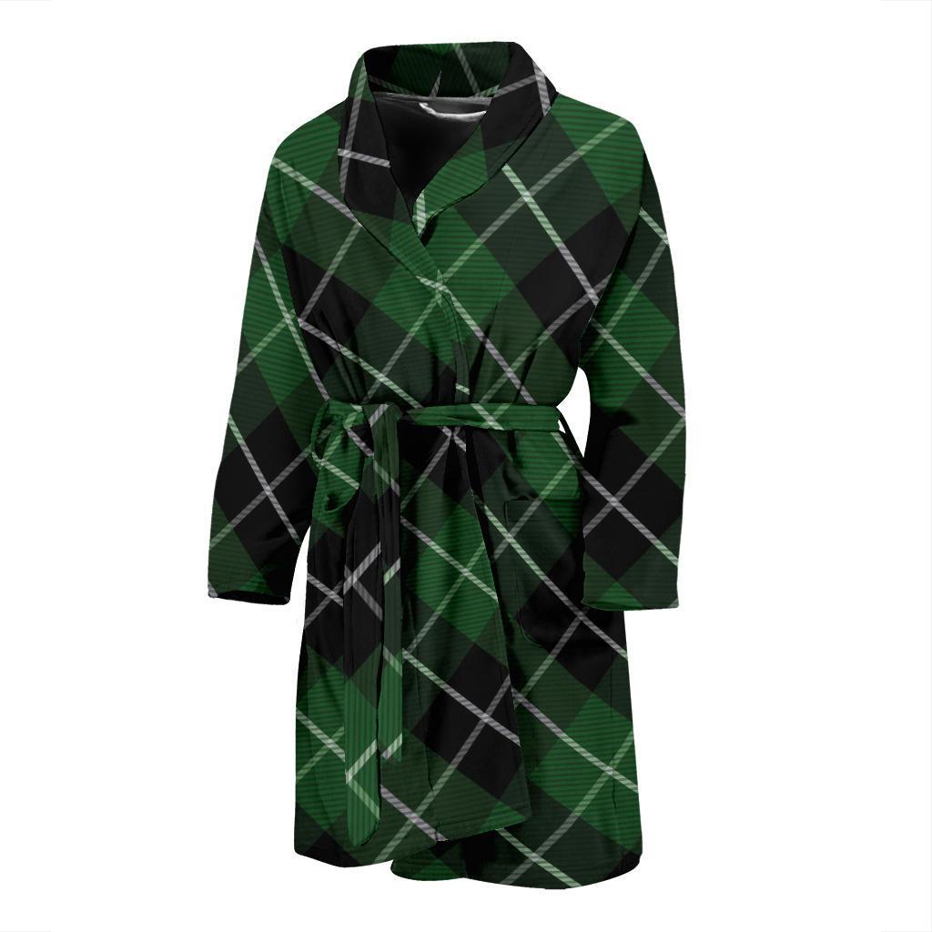 Plaid Green Pattern Print Design A05 Men Bathrobe-JORJUNE.COM