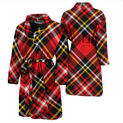 Plaid Red Pattern Print Design A03 Men Bathrobe-JORJUNE.COM