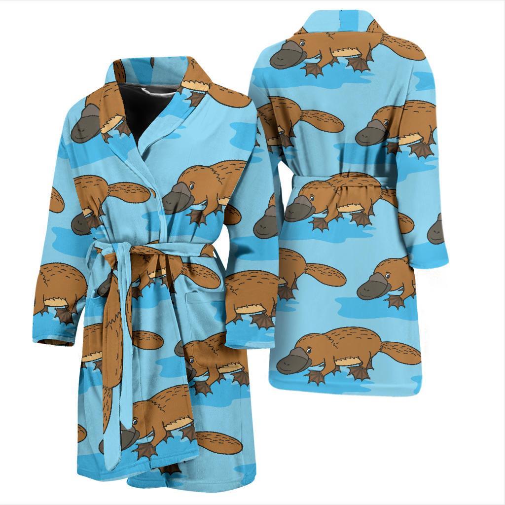 Platypus Pattern Print Design A02 Men Bathrobe-JORJUNE.COM
