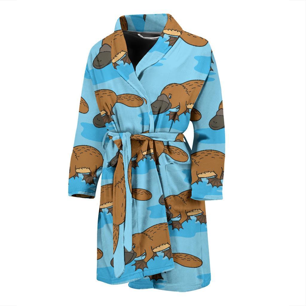 Platypus Pattern Print Design A02 Men Bathrobe-JORJUNE.COM