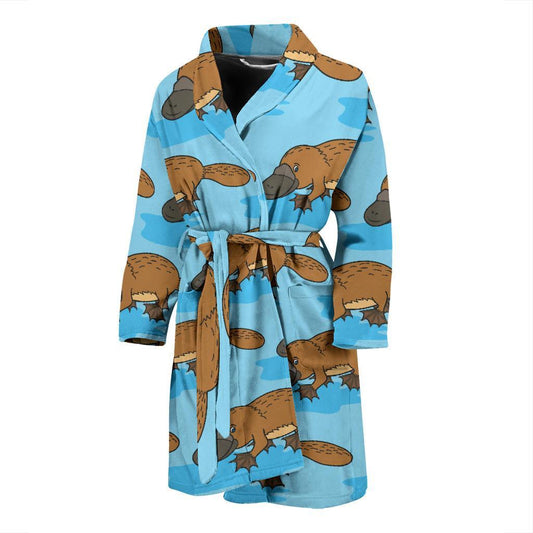 Platypus Pattern Print Design A02 Men Bathrobe-JORJUNE.COM