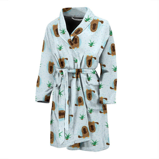 Platypus Pattern Print Design A04 Men Bathrobe-JORJUNE.COM