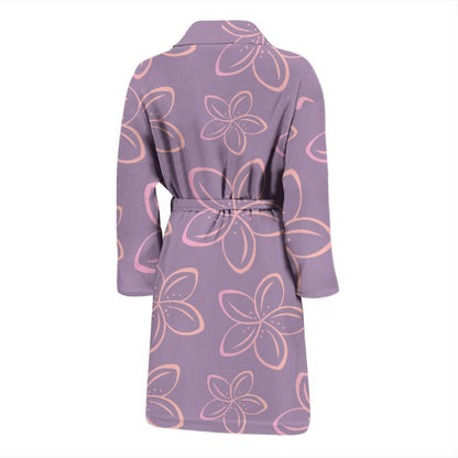 Plumeria Pattern Print Design A01 Men Bathrobe-JORJUNE.COM