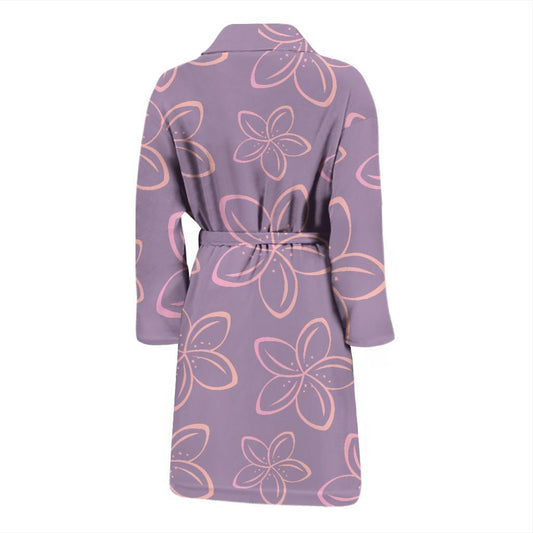 Plumeria Pattern Print Design A01 Men Bathrobe-JORJUNE.COM