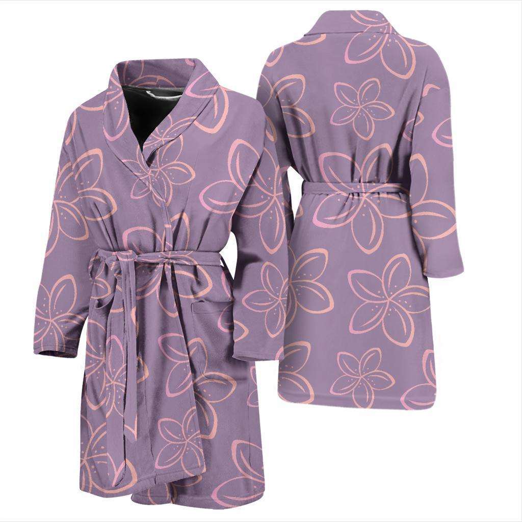 Plumeria Pattern Print Design A01 Men Bathrobe-JORJUNE.COM