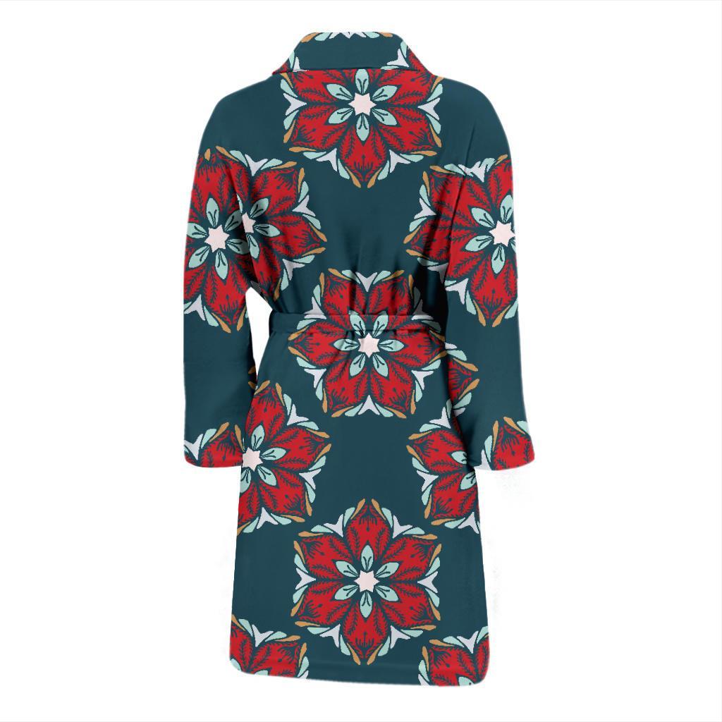 Poinsettia Pattern Print Design A03 Men Bathrobe-JORJUNE.COM