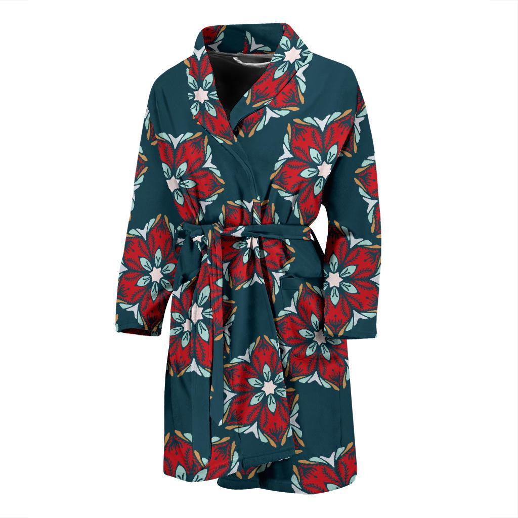 Poinsettia Pattern Print Design A03 Men Bathrobe-JORJUNE.COM