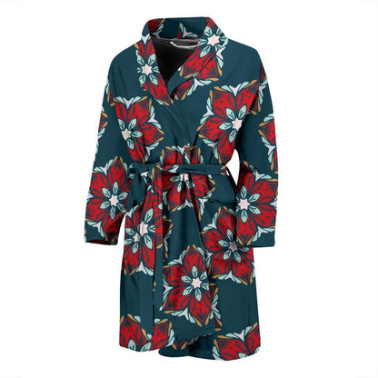 Poinsettia Pattern Print Design A03 Men Bathrobe-JORJUNE.COM