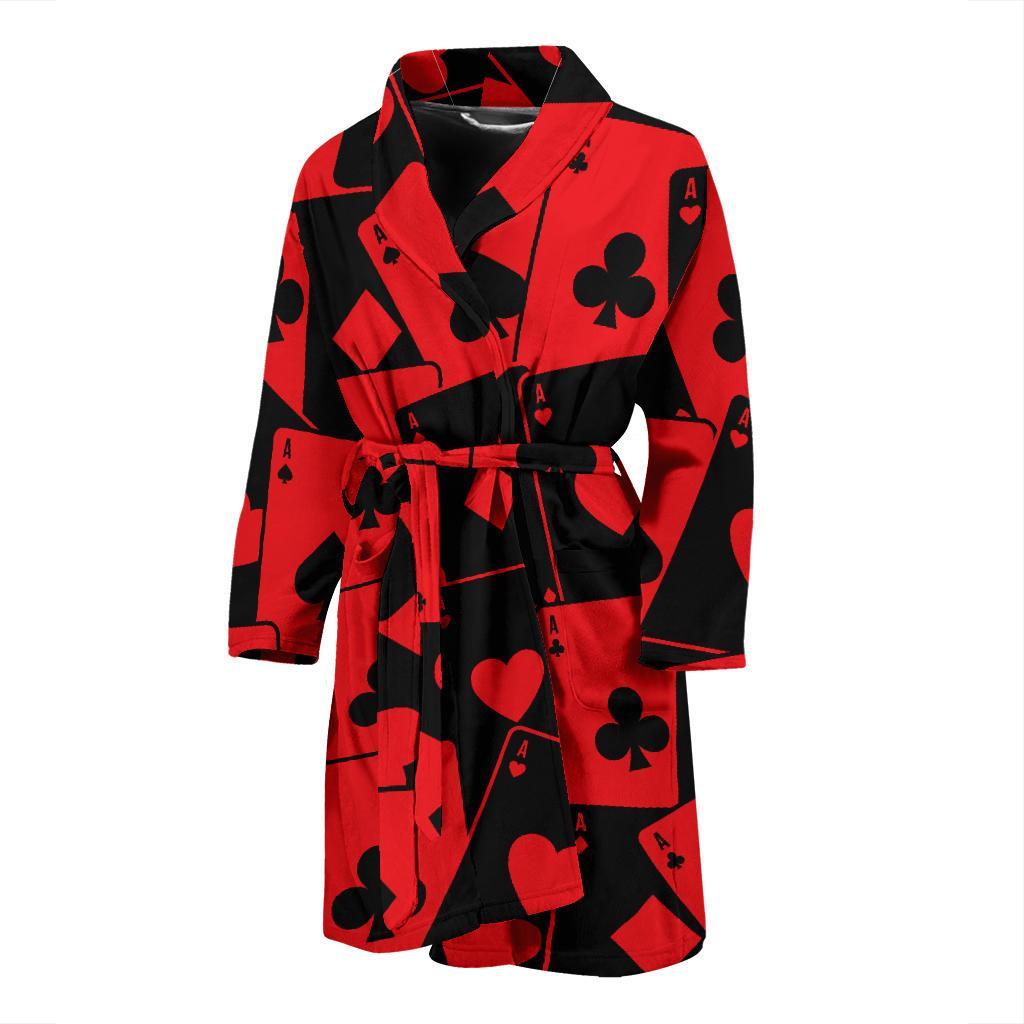 Poker Cards Pattern Print Design A01 Men Bathrobe-JORJUNE.COM