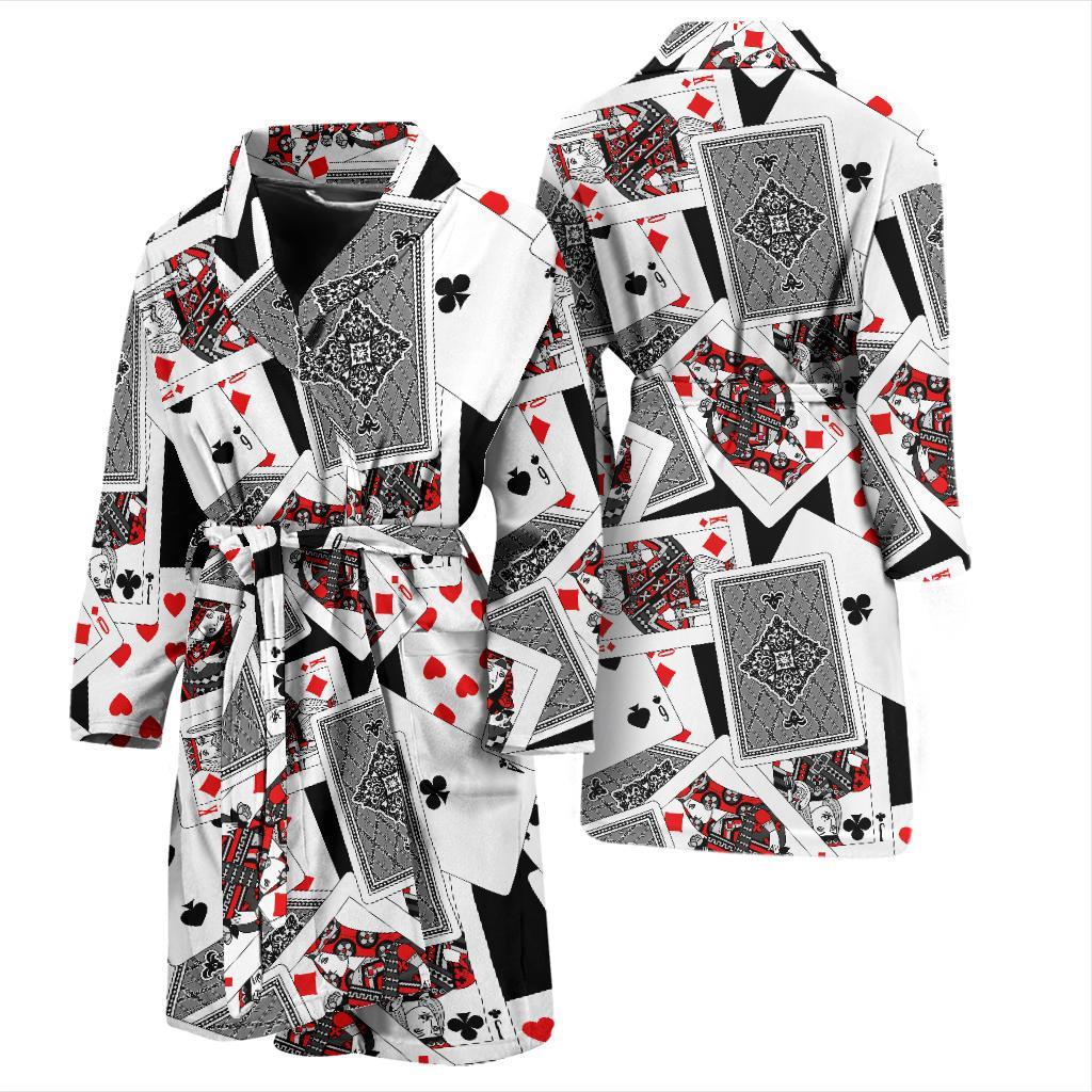 Poker Cards Pattern Print Design A04 Men Bathrobe-JORJUNE.COM