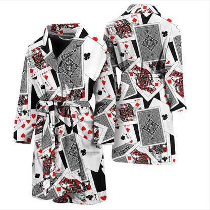 Poker Cards Pattern Print Design A04 Men Bathrobe-JORJUNE.COM