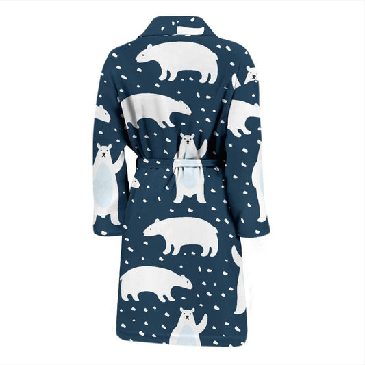 Polar Bear Pattern Print Design A02 Men Bathrobe-JORJUNE.COM