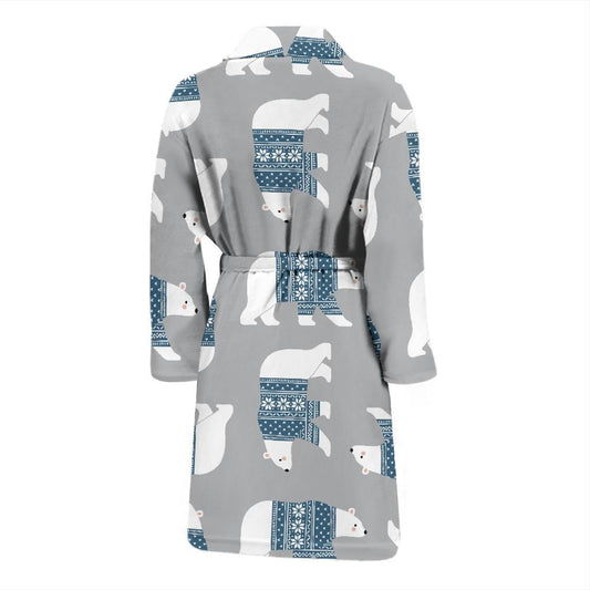 Polar Bear Pattern Print Design A03 Men Bathrobe-JORJUNE.COM