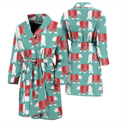 Polar Bear Pattern Print Design A04 Men Bathrobe-JORJUNE.COM