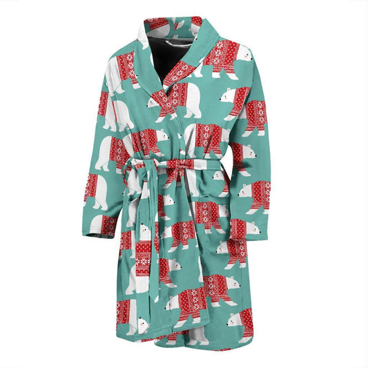 Polar Bear Pattern Print Design A04 Men Bathrobe-JORJUNE.COM