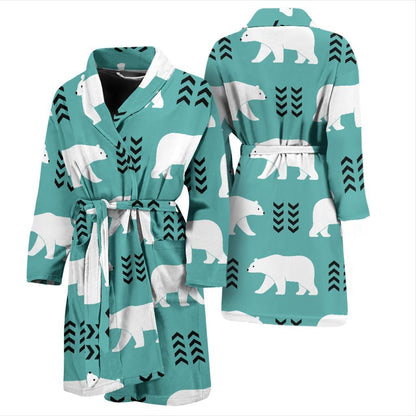 Polar Bear Pattern Print Design A05 Men Bathrobe-JORJUNE.COM
