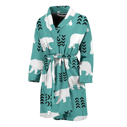 Polar Bear Pattern Print Design A05 Men Bathrobe-JORJUNE.COM