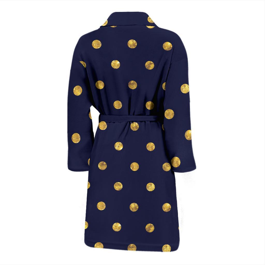 Polka Dot Gold Blue Pattern Print Design 02 Men Bathrobe-JORJUNE.COM