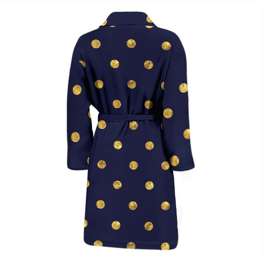 Polka Dot Gold Blue Pattern Print Design 02 Men Bathrobe-JORJUNE.COM